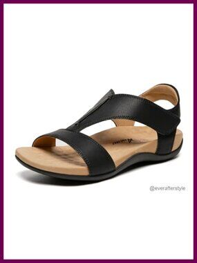 Orthopedic Flat Sandals for Women Arch Support Adjustable Strap Lightweight